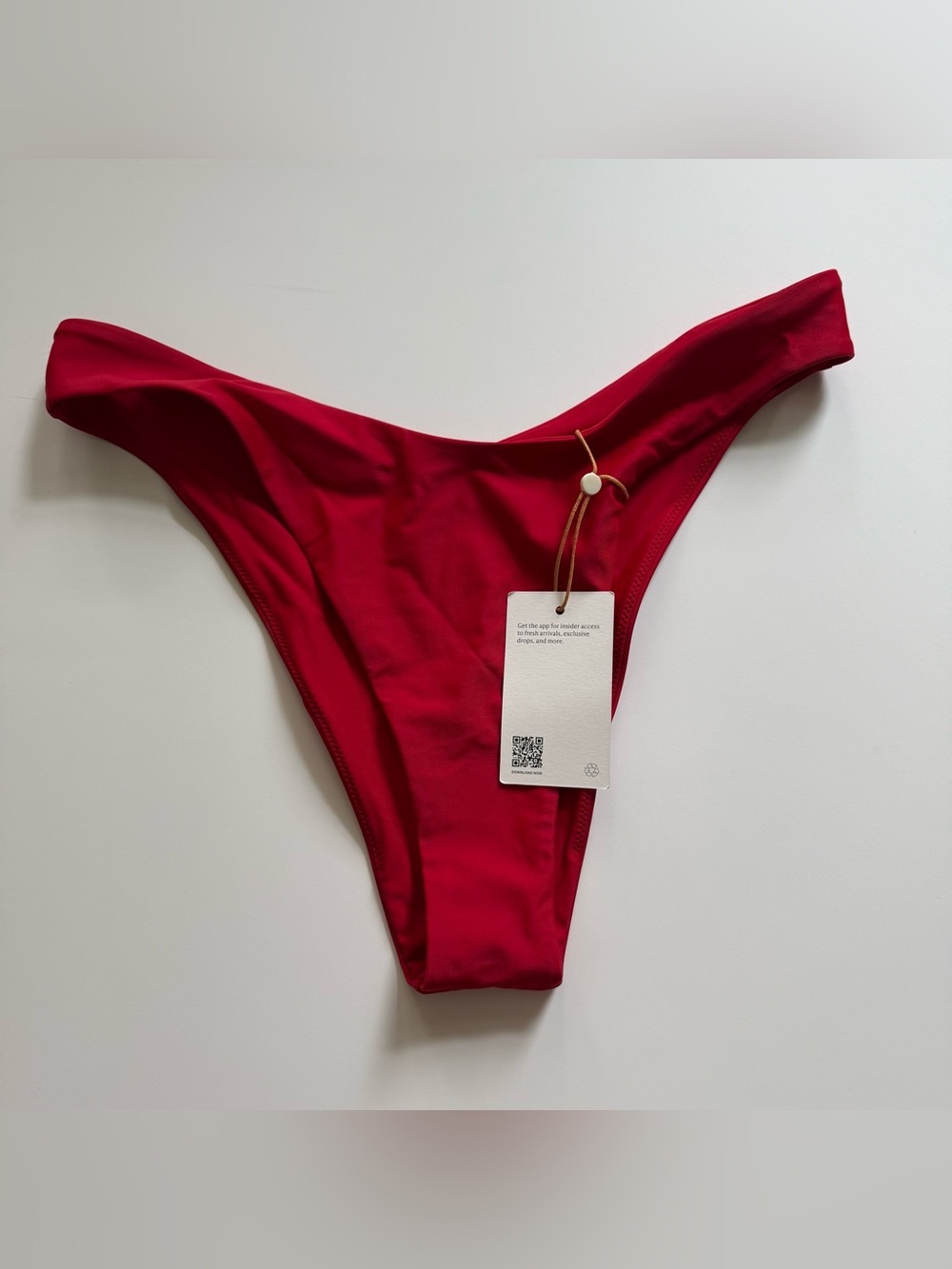 Quince Italian High-Leg Bikini Bottom in Cherry L Large NWT